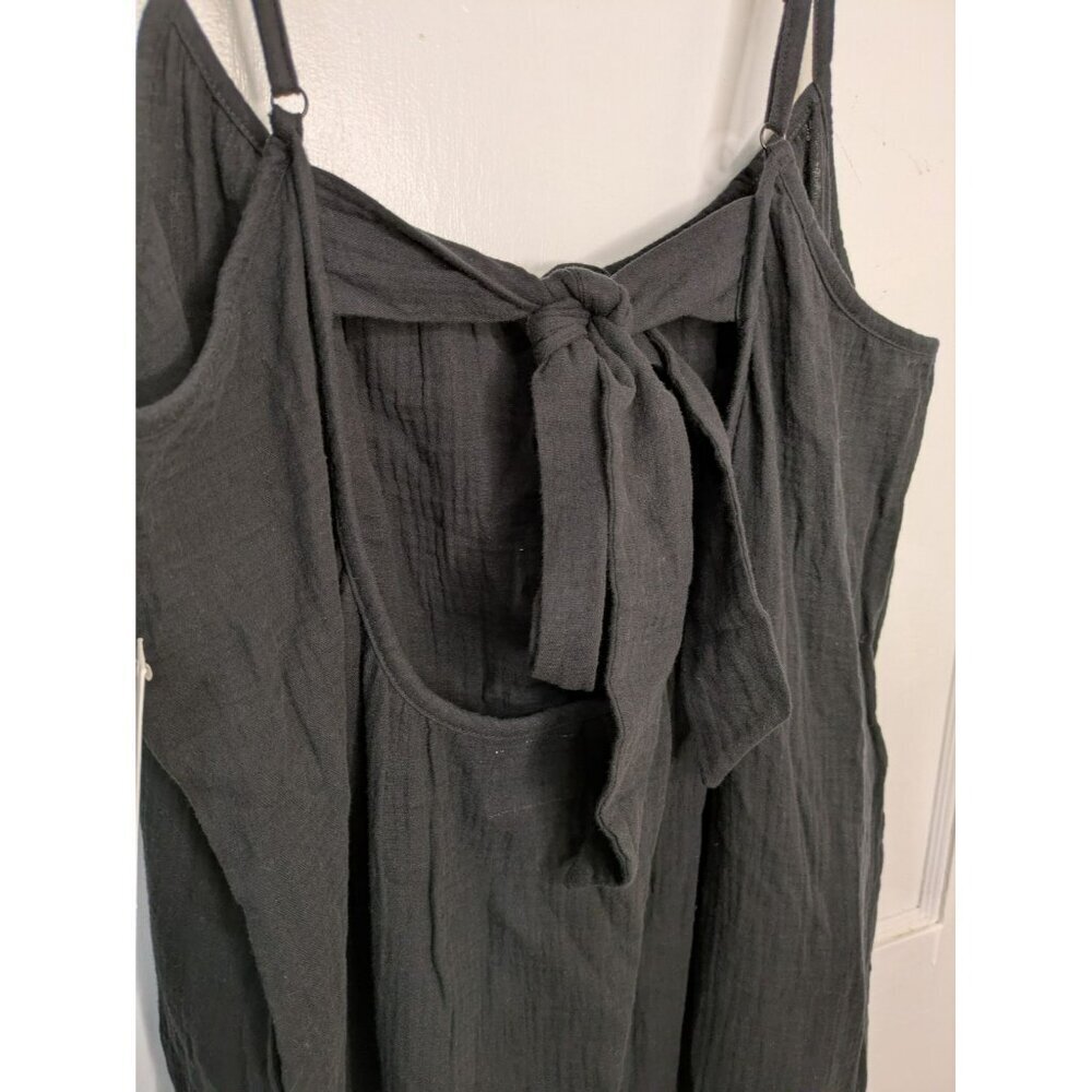 SOL Los Angeles Gauze Maxi Dress Sz Plus XL-2X Black Open Tie Back Flowy Pockets - Picture 5 of 8